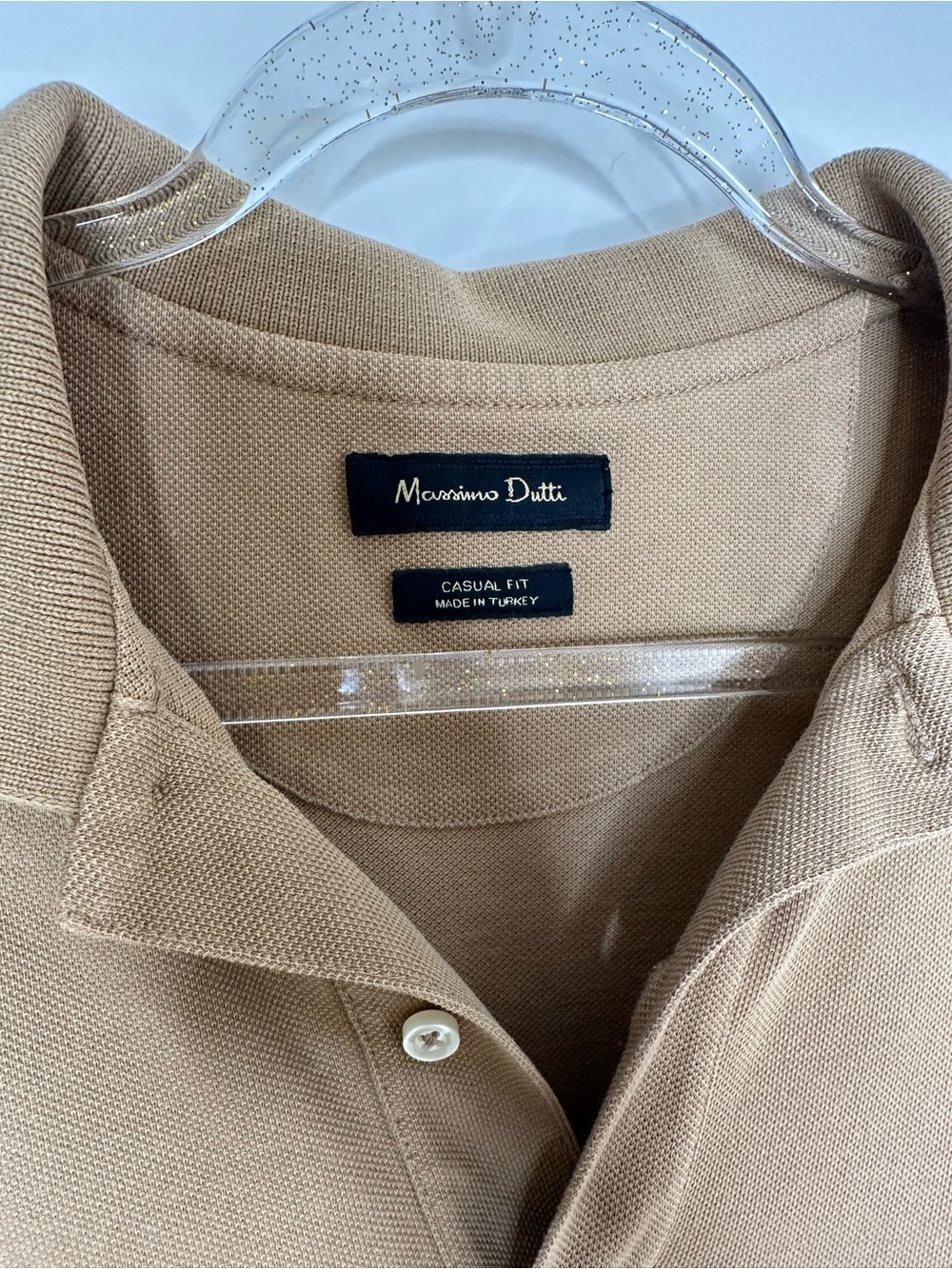 Massimo Dutti Beige Cotton Polo Shirt Casual Fit Size M - Picture 4 of 8